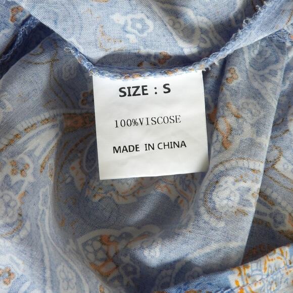 Bohemian Mini Babydoll Dress Flutter Sleeve Womens‎ Size Small Flowy Hippie Chic - Picture 7 of 9